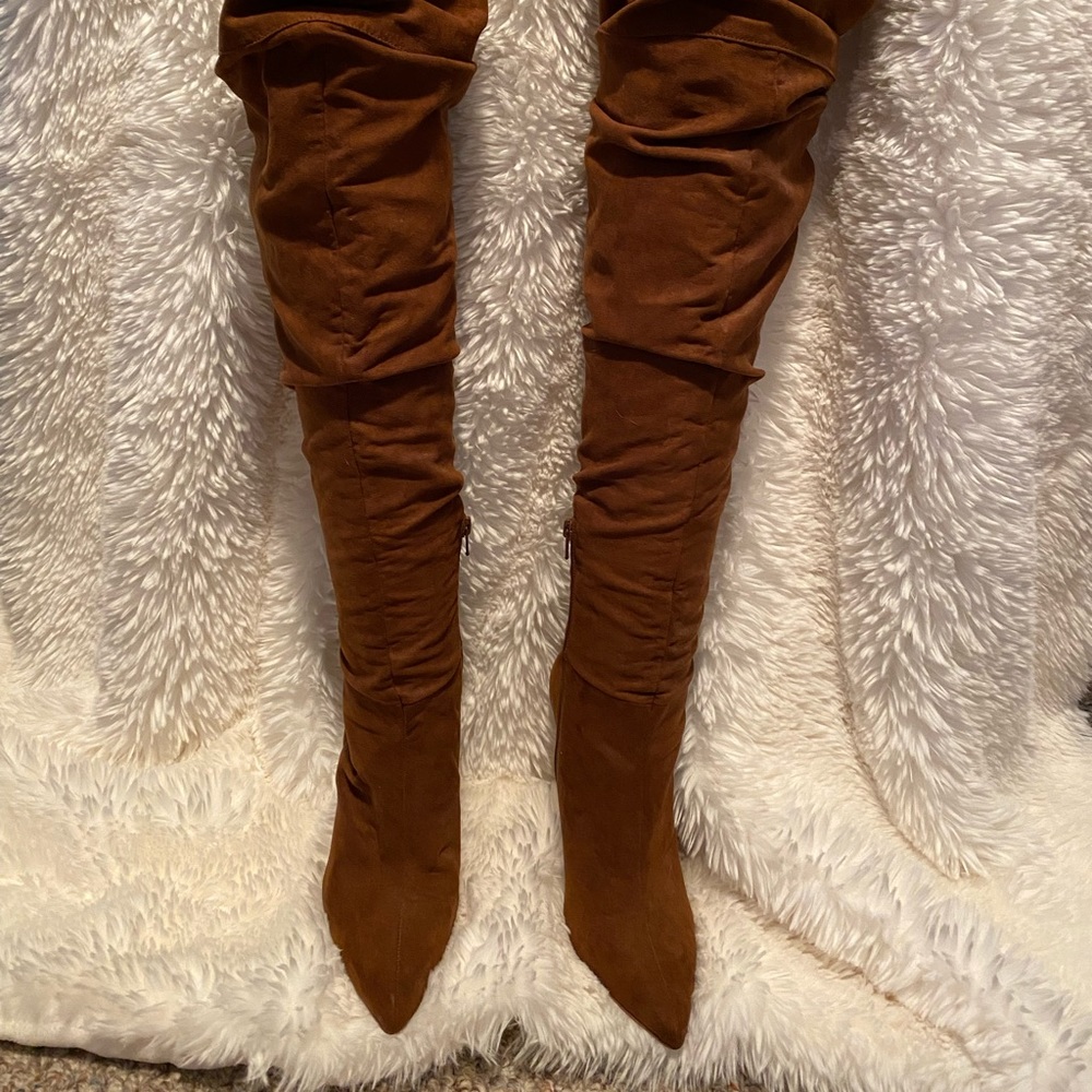Jessica Simpson thigh high cognac boots worn once size 8.5